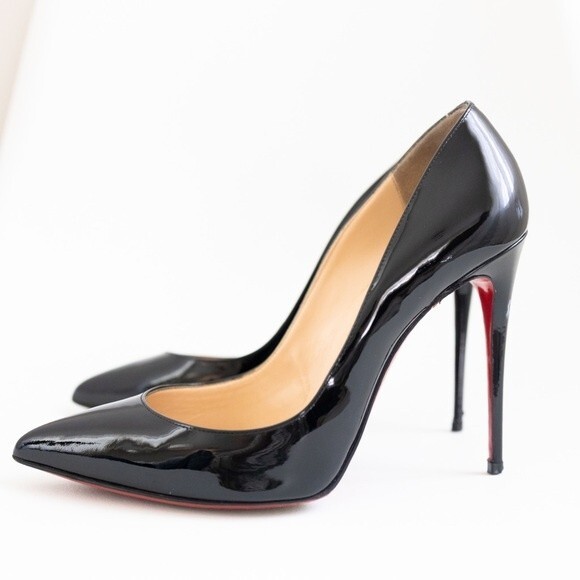 Christian Louboutin Patent Black Heels with Iconic Red Sole - Picture 3 of 16